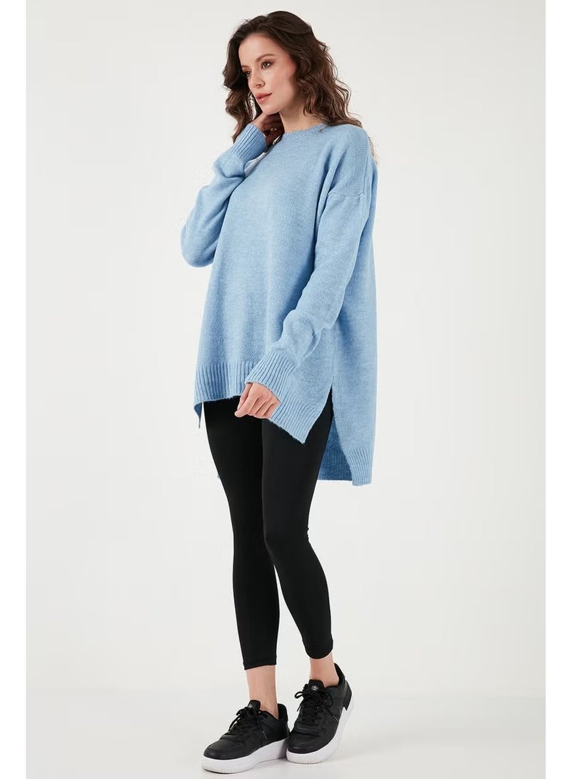 Lela Casual Cut Slit Detailed Crew Neck Sweater Women's Sweater 4616142Y - Image 2